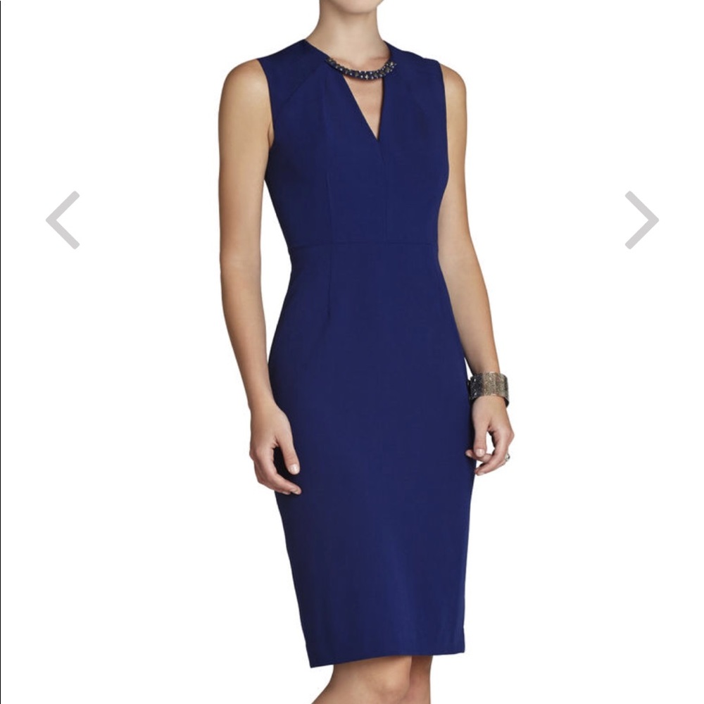 BCBG Samantha Beaded-Neck Sleeveless Dress